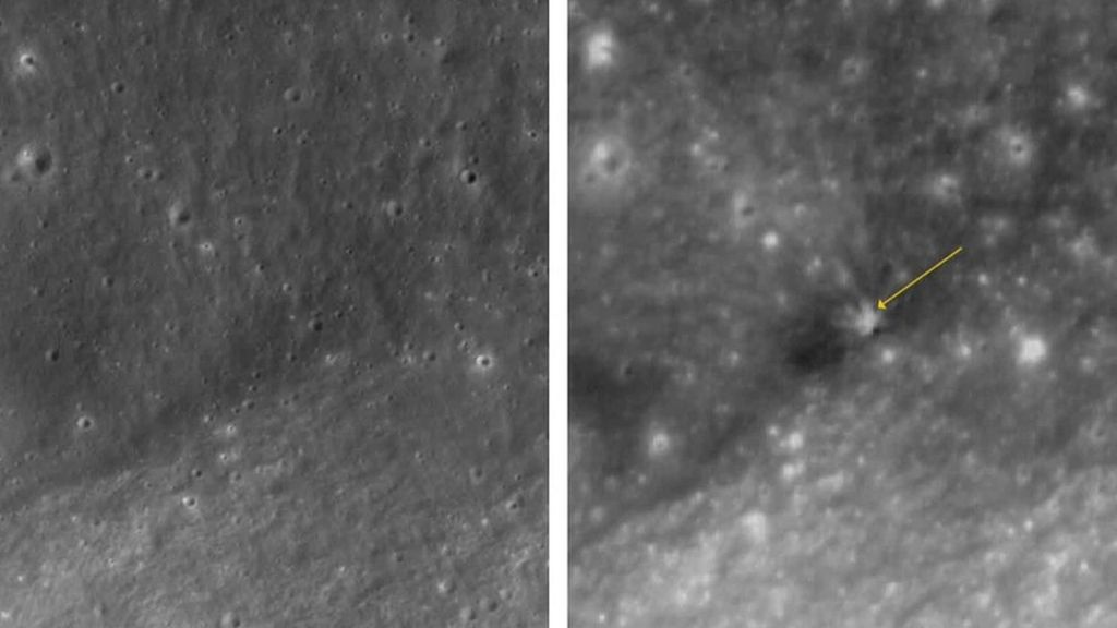 Las primeras imágenes del lugar donde impactó el cohete SpaceX contra la Luna