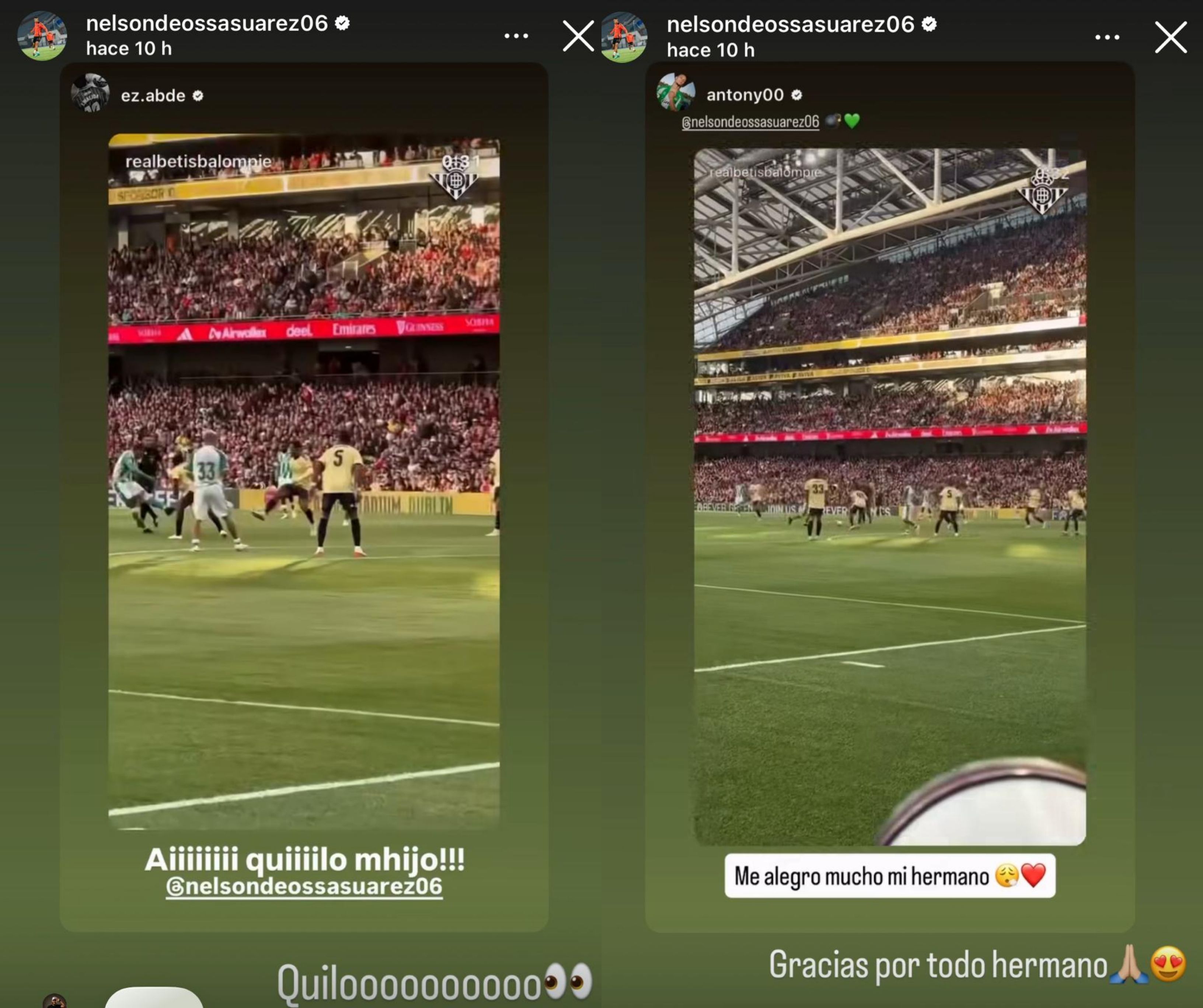 Las reacciones de Abde y Antony al gol de Deossa