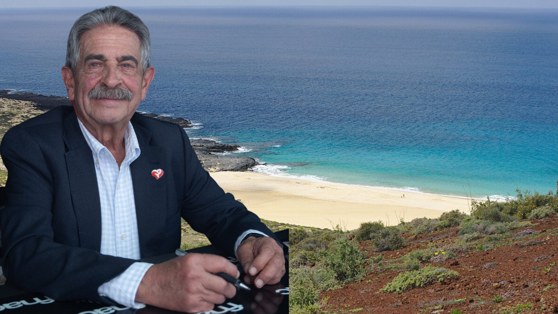 Miguel Ángel Revilla y la playa de Las Conchas Miguel Ángel Revilla y la playa de Las Conchas
