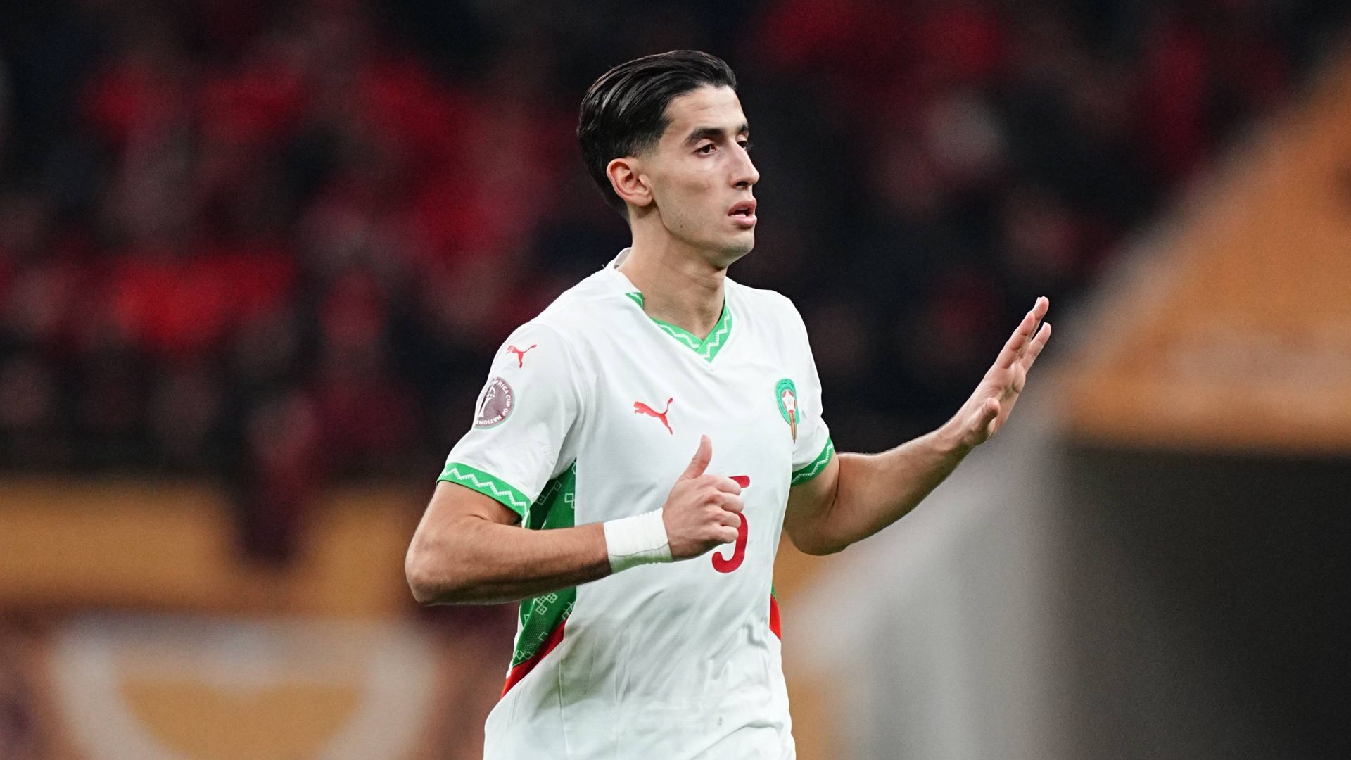 Nayef Aguerd con la selección de Marruecos