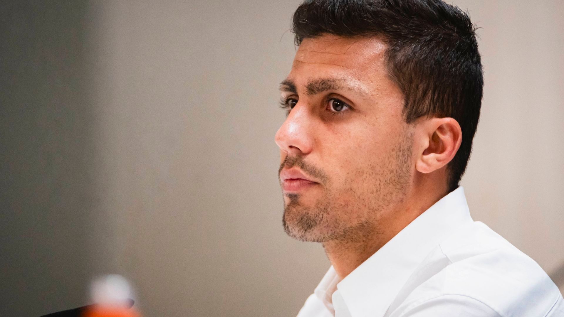 Rodri Hernández, en una rueda de prensa del City