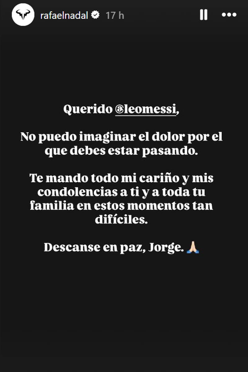 Rafa Nadal manda un mensaje a Leo Messi