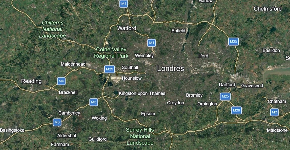 Extensión de Londres en mapa