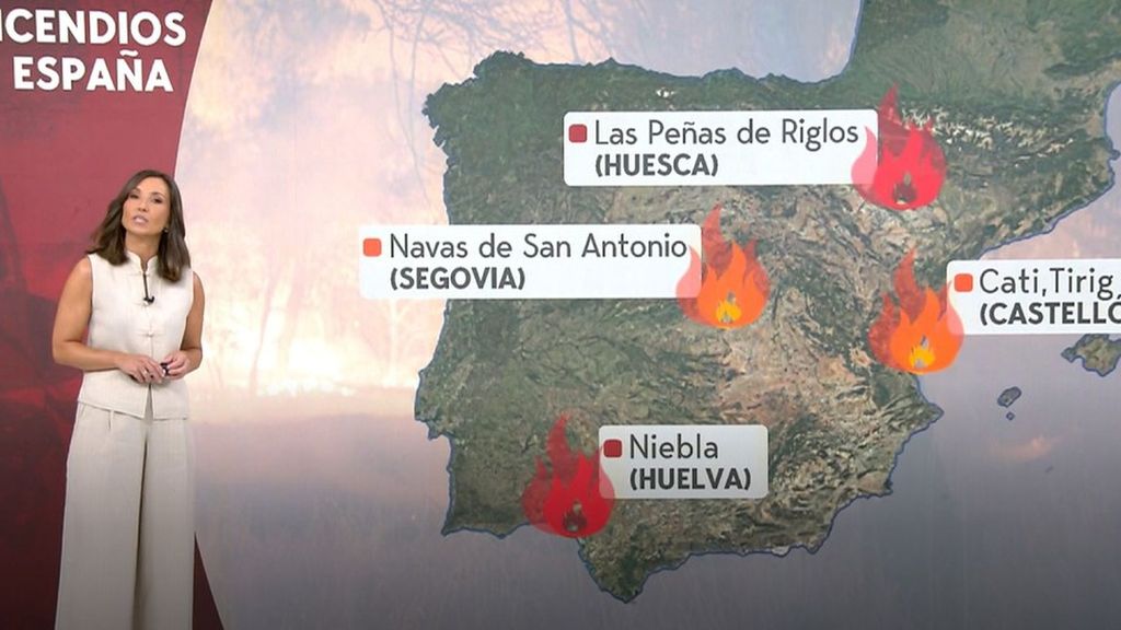 Los fuegos no dan tregua en Huelva, Huesca, Segovia y Castellón