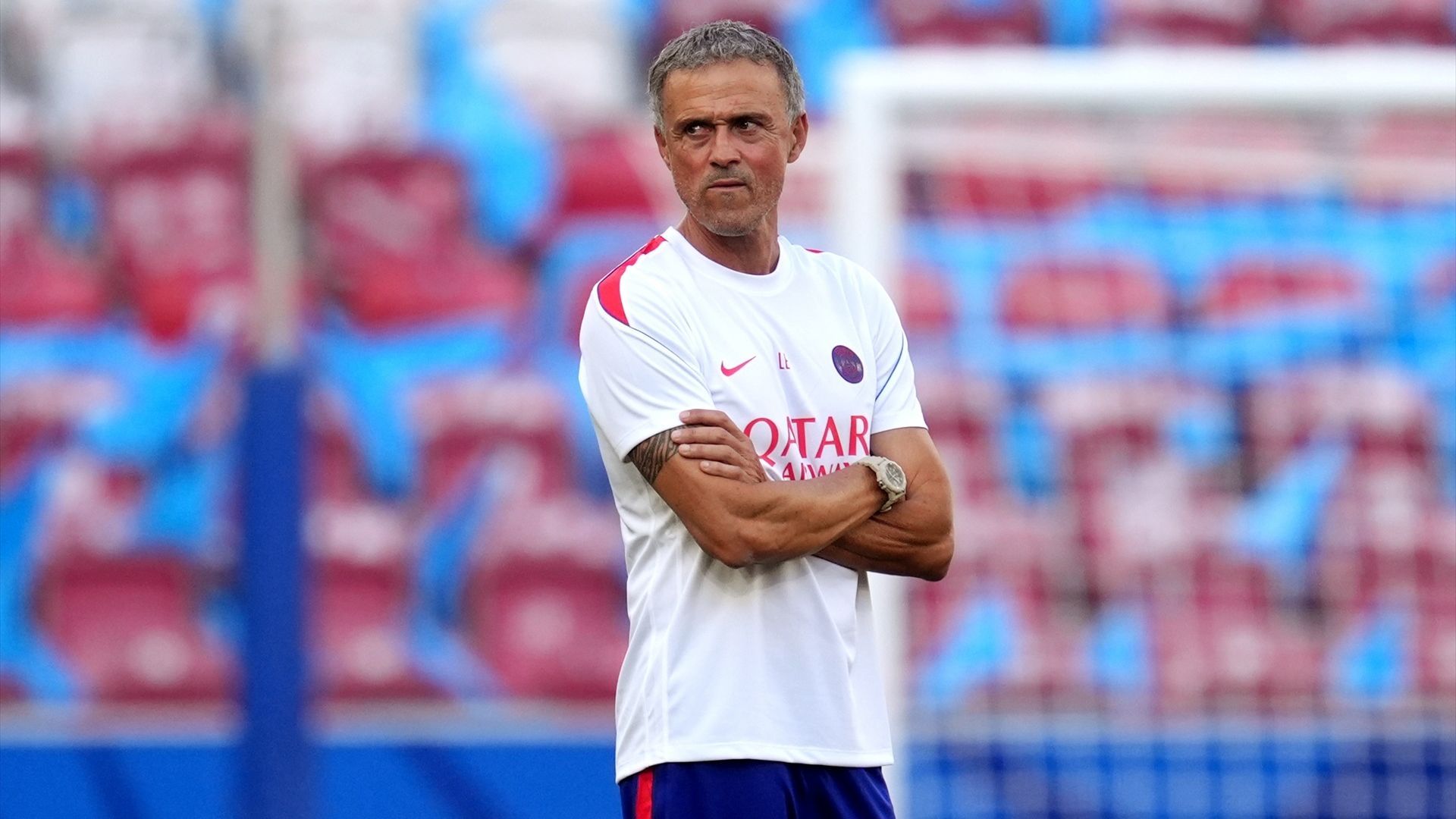 Luis Enrique, en un entrenamiento del PSG