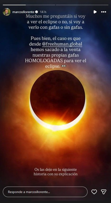 Marcos Llorente "promocionando unas gafas para el eclipse"