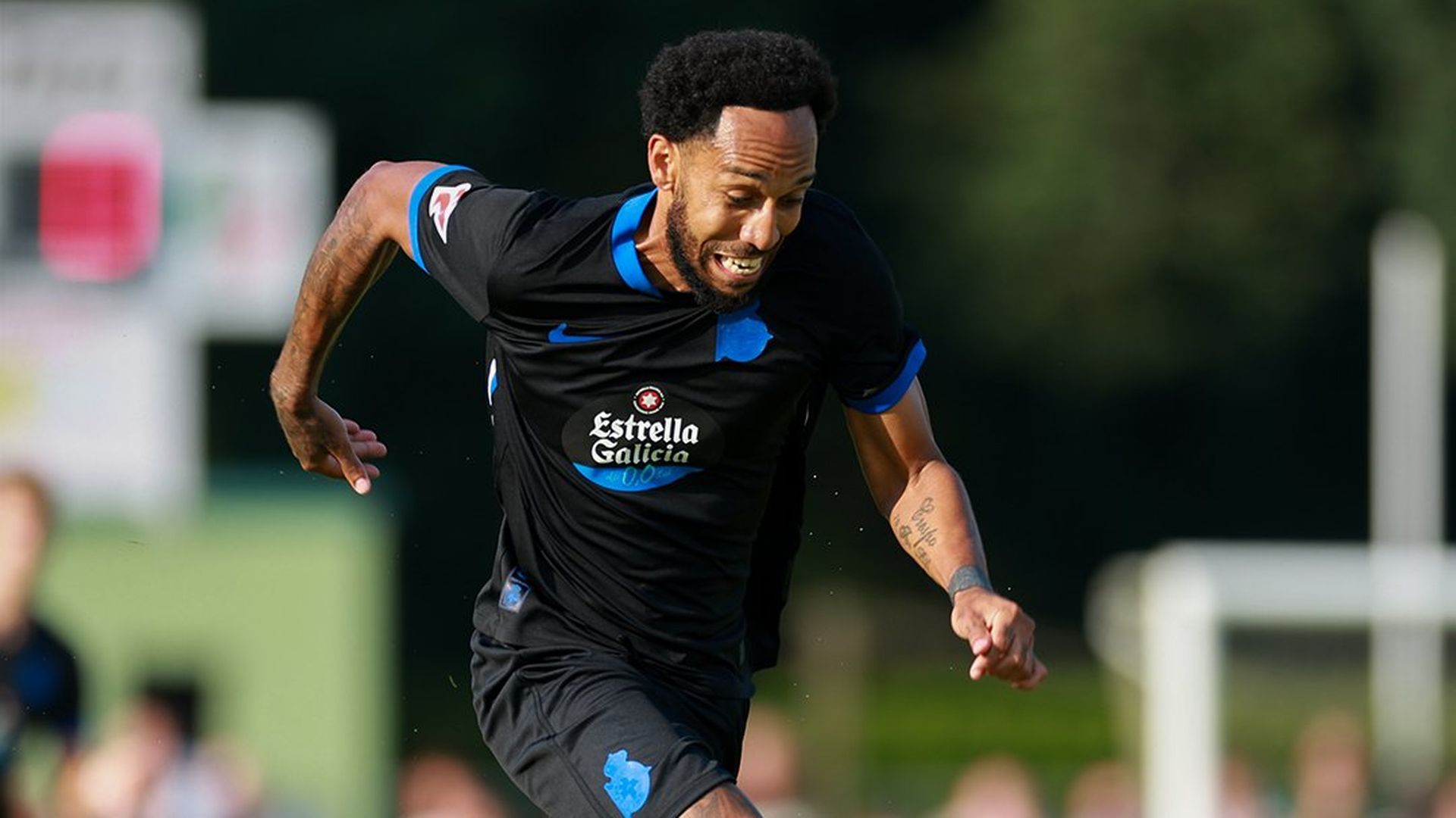 Aubameyang, durante el amistoso del Dépor ante el Lugo.