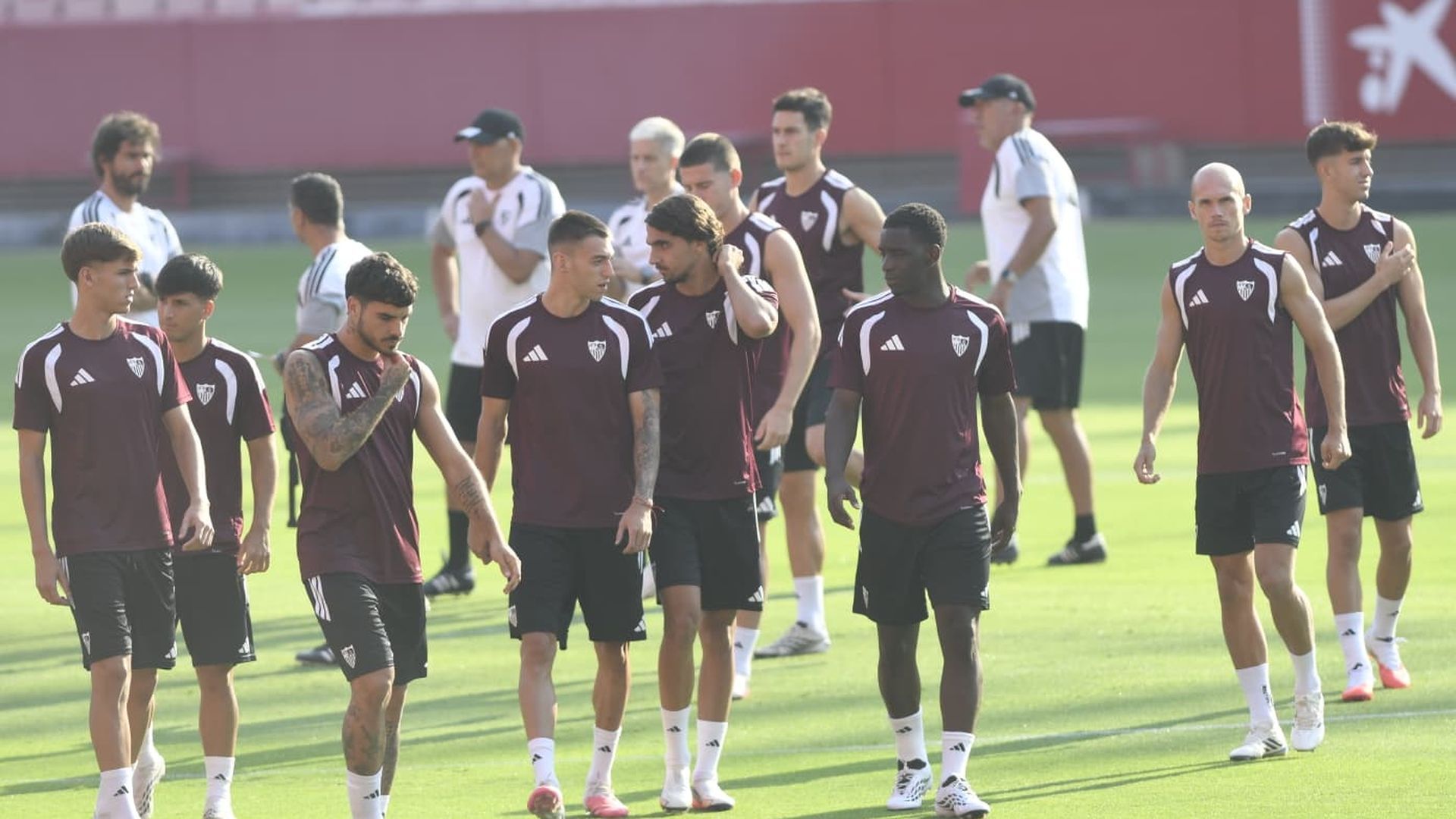 Nico Guillén e Ibra Sow, en el entrenamiento de este miércoles
