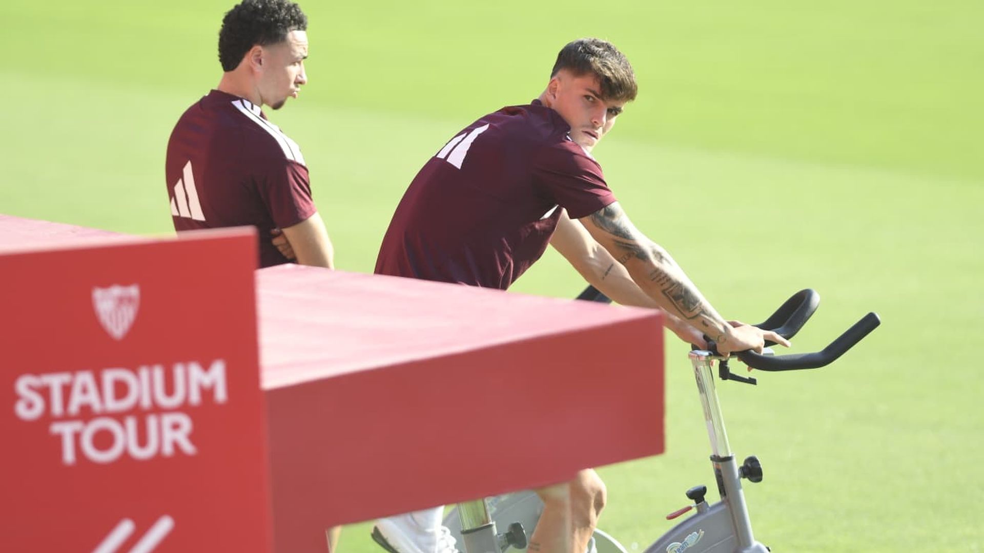 Rubén Vargas e Iker Muñoz, en el entrenamiento de este miércoles