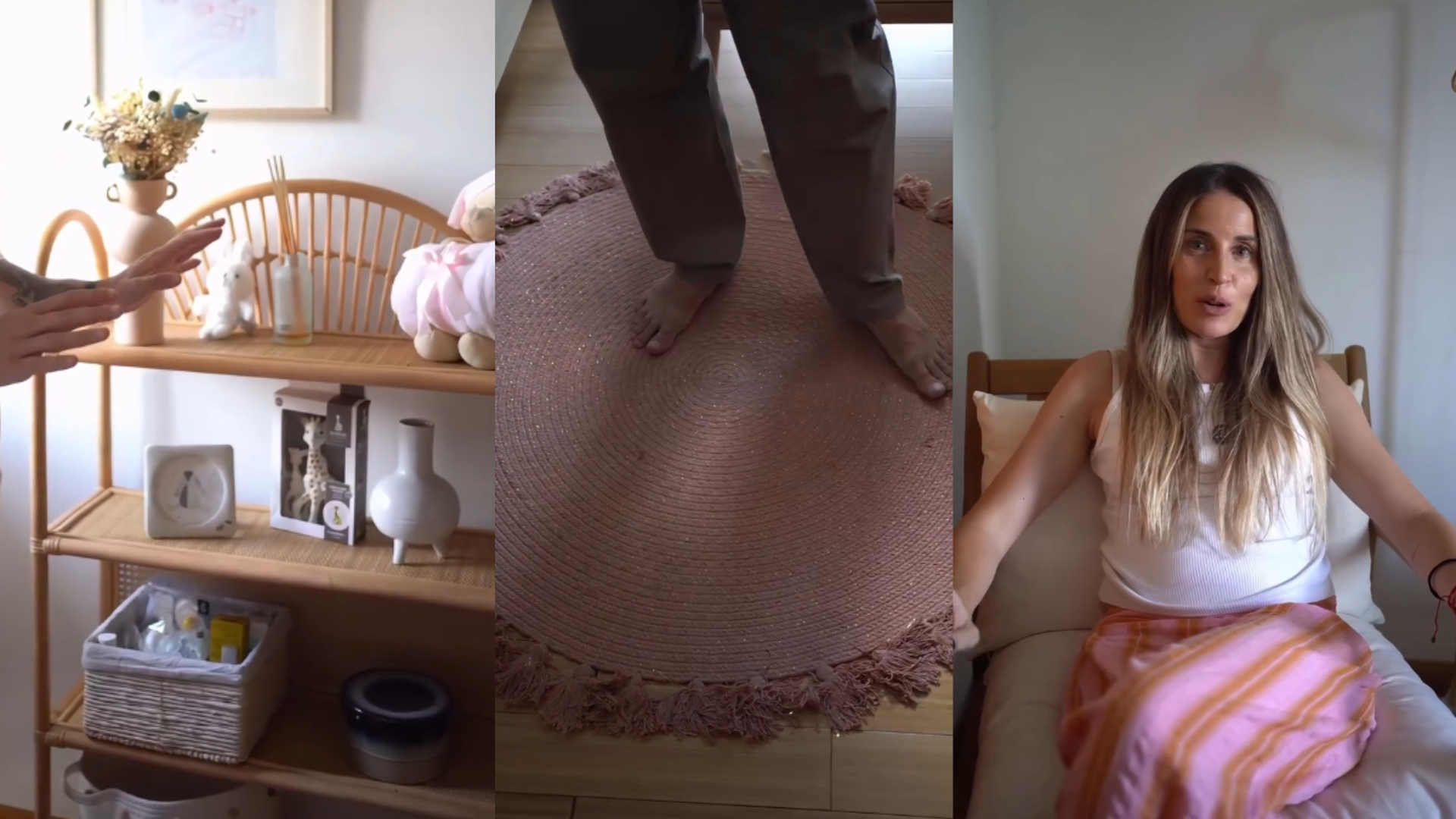 La estantería, la alfombra y la mecedora del cuarto de Cova