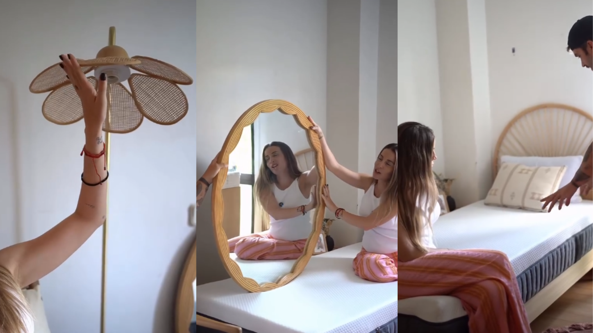 La lámpara, el espejo y la cama del cuarto de Cova