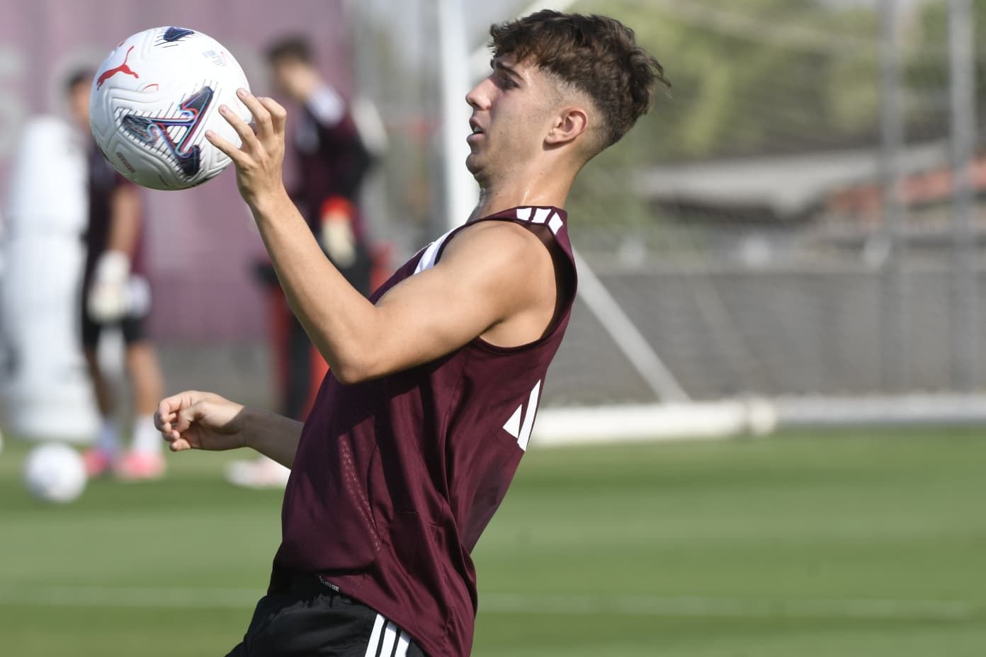 Migue Sierra, en el entrenamiento de este jueves