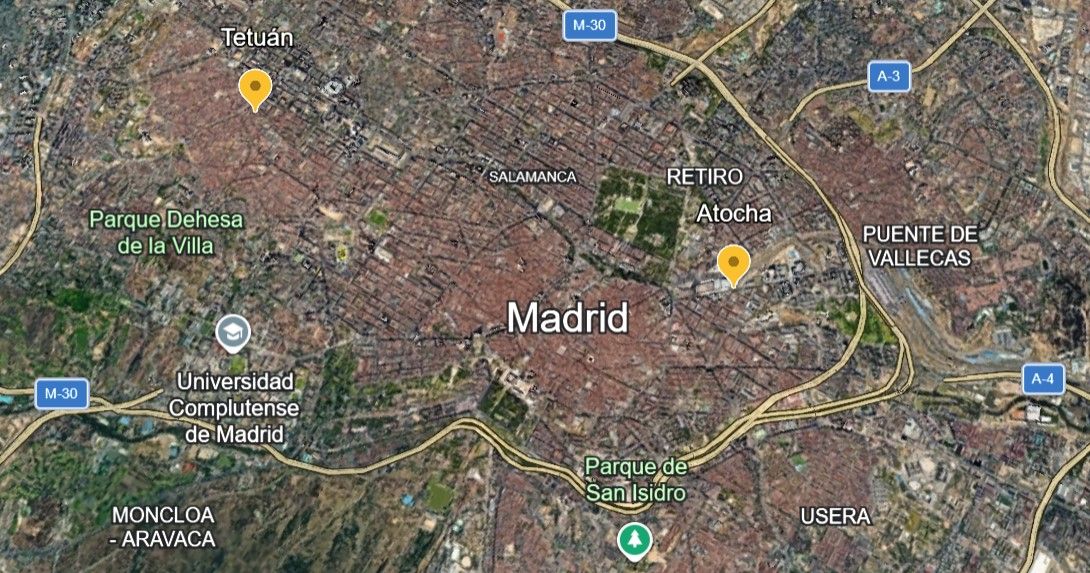 Zonas de Madrid donde ha sido localizada Rosalba por las autoridades