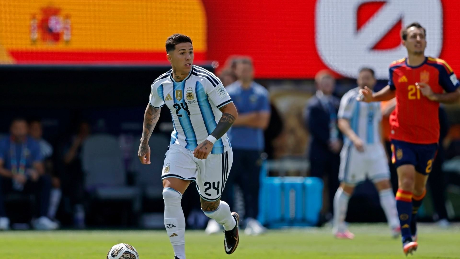 Enzo Fernández, durante la final del Mundial España-Argentina