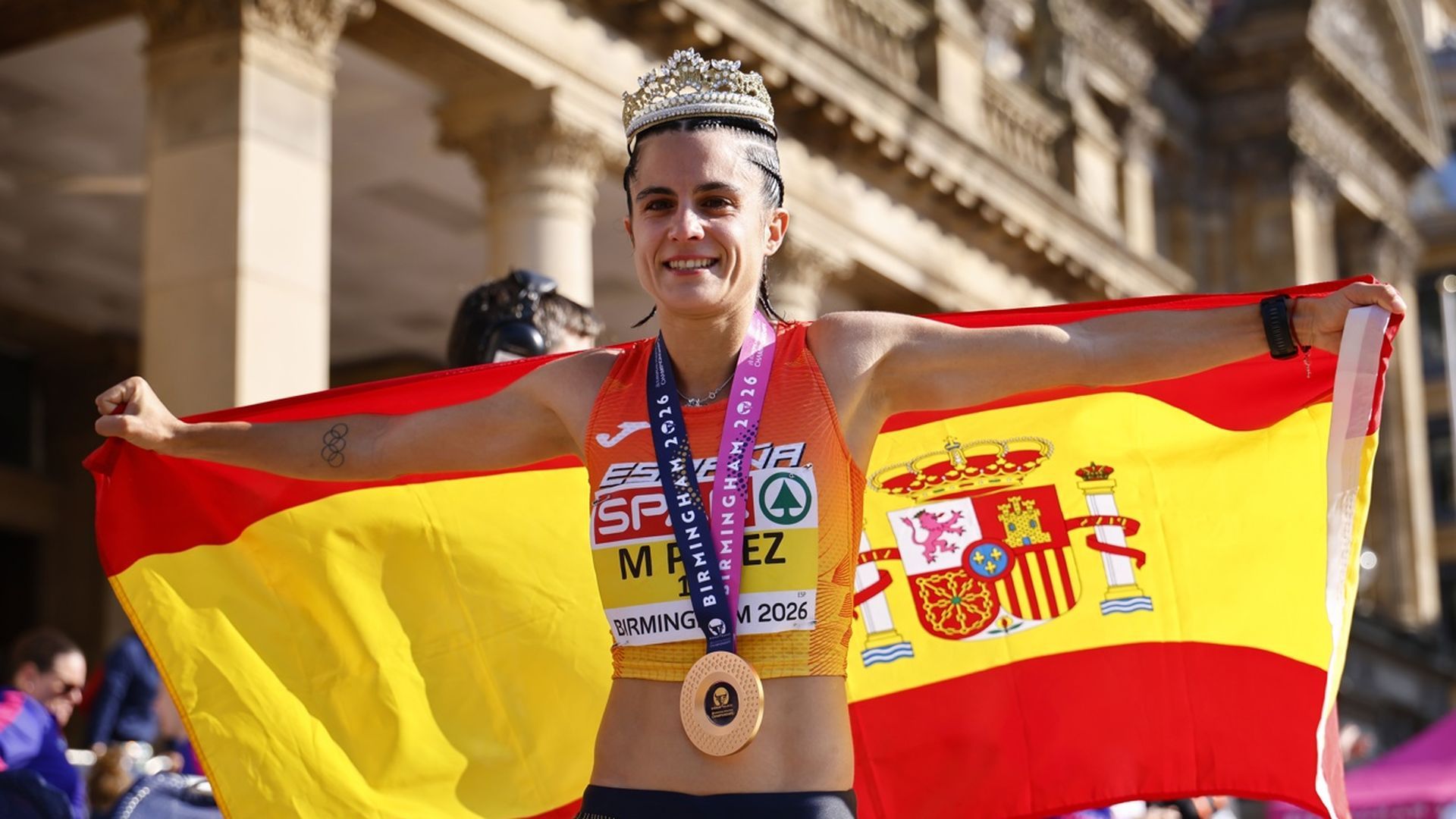 María Pérez posa tras ganar el oro en el Europeo de Birmingham 2026 María Pérez posa tras ganar el oro en el Europeo de Birmingham 2026