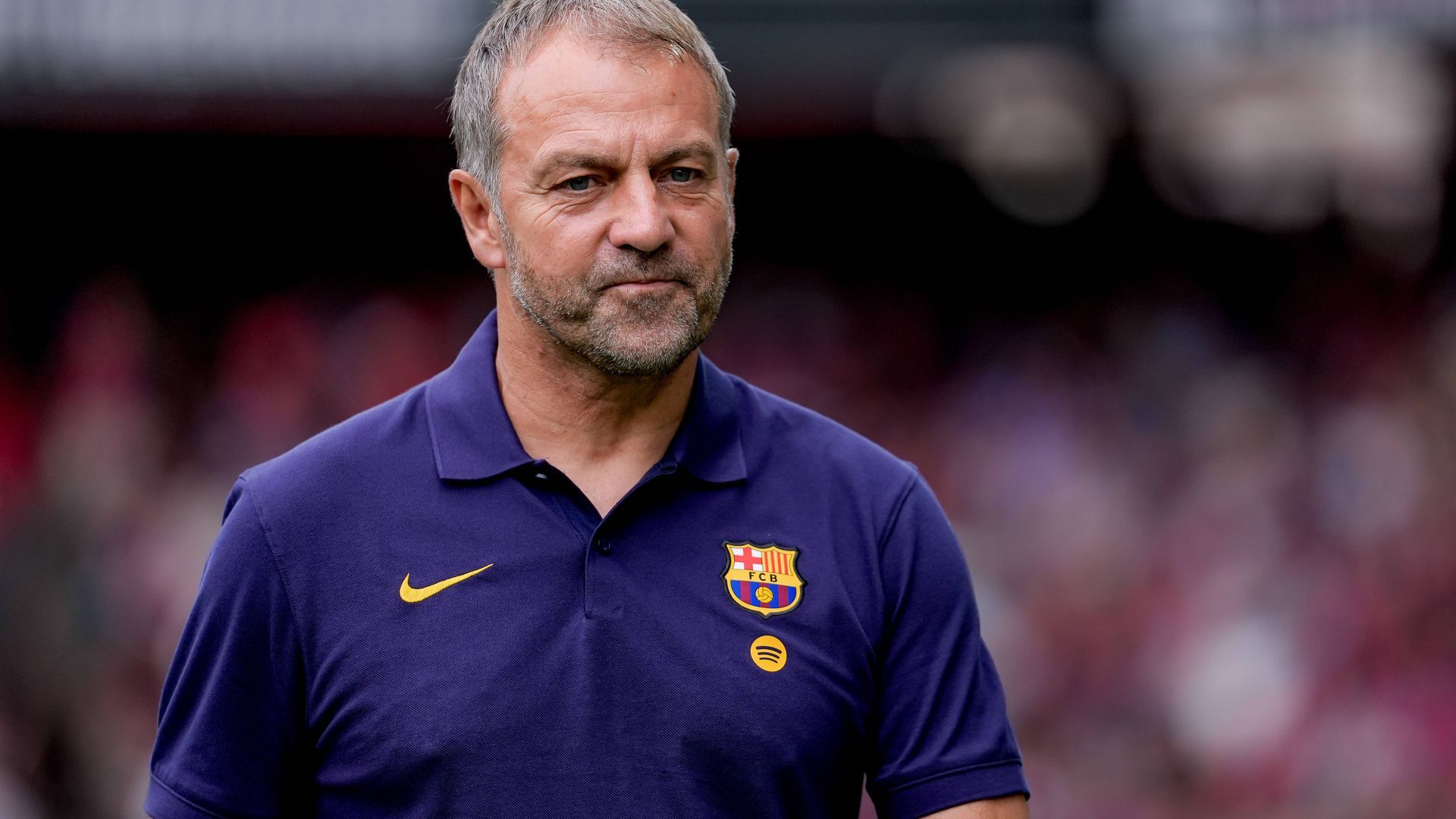 Hansi Flick, en uno de los partidos de pretemporada del Barça