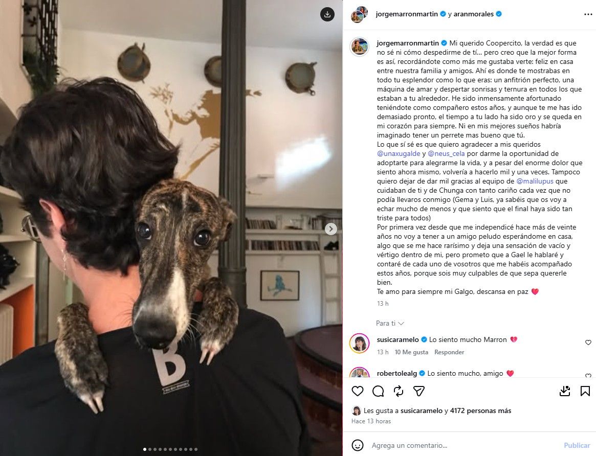 Jorge Marrón se despide de su perro Cooper