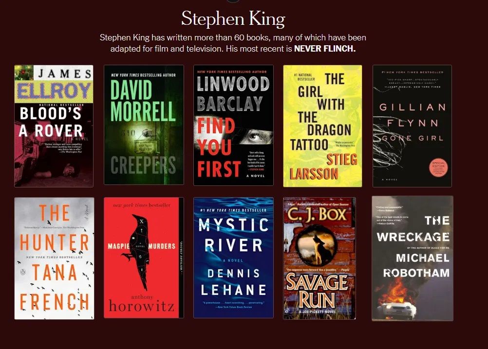 Las 10 elecciones de Stephen King en The New York Times