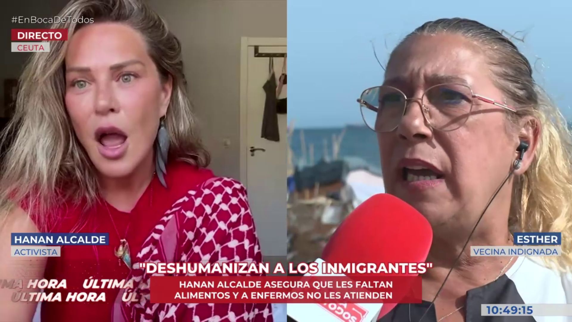El tenso enfrentamiento entre Hanan Alcalde, activista, y una vecina de Ceuta