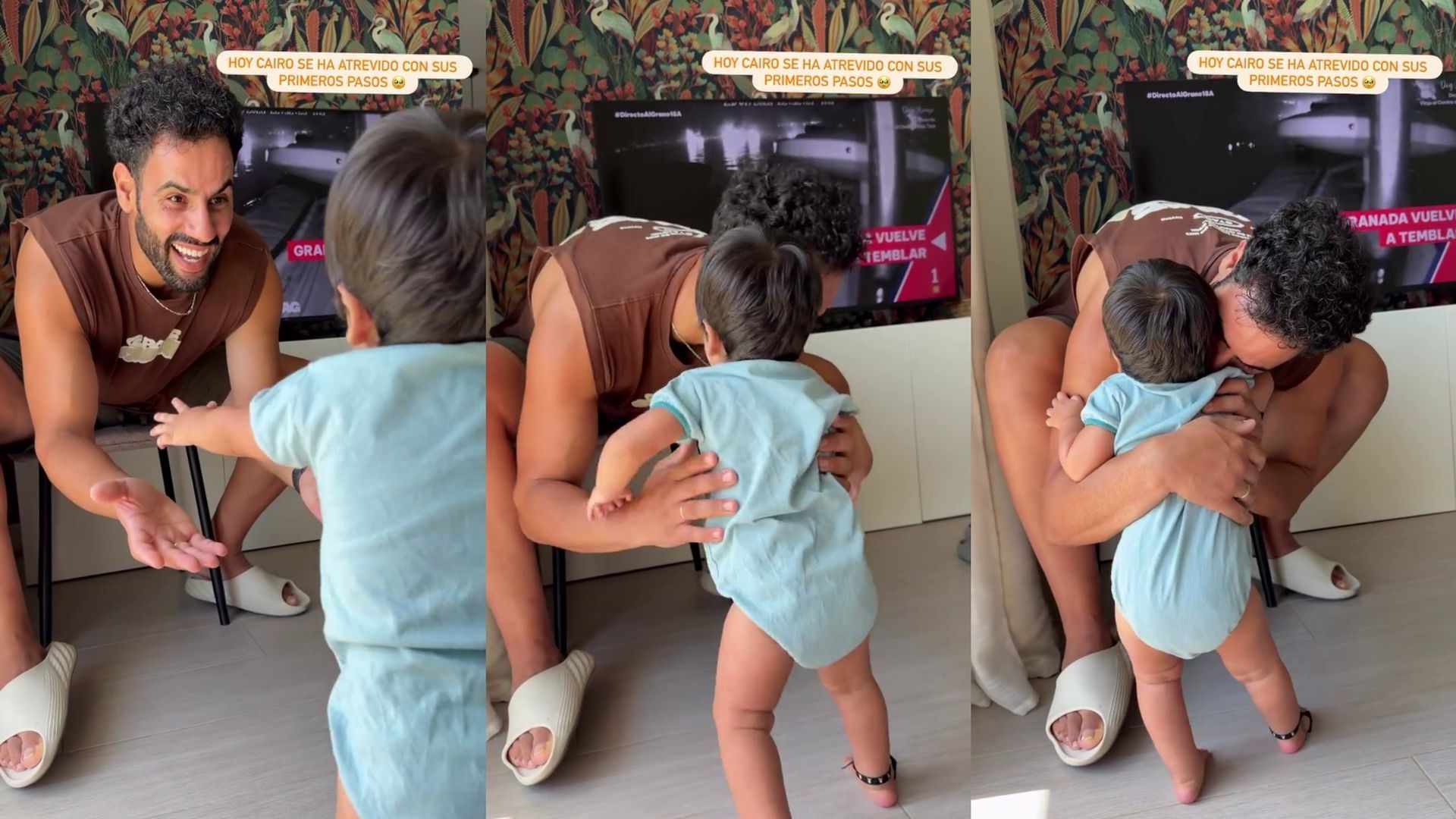 La emoción de Asraf Beno al ver a su hijo dar sus primeros pasos