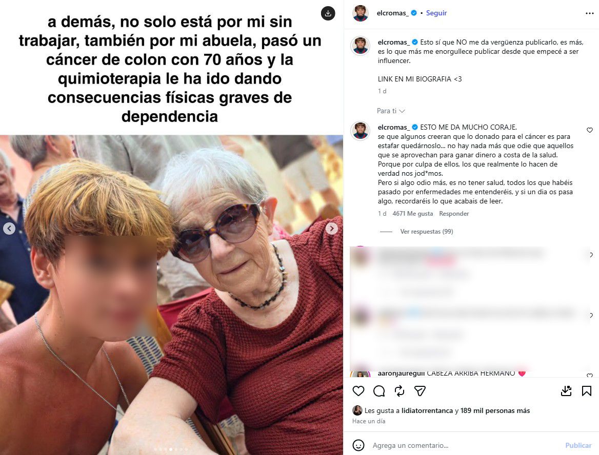El Cromas junto a su abuela, que ha sufrido cáncer de colon