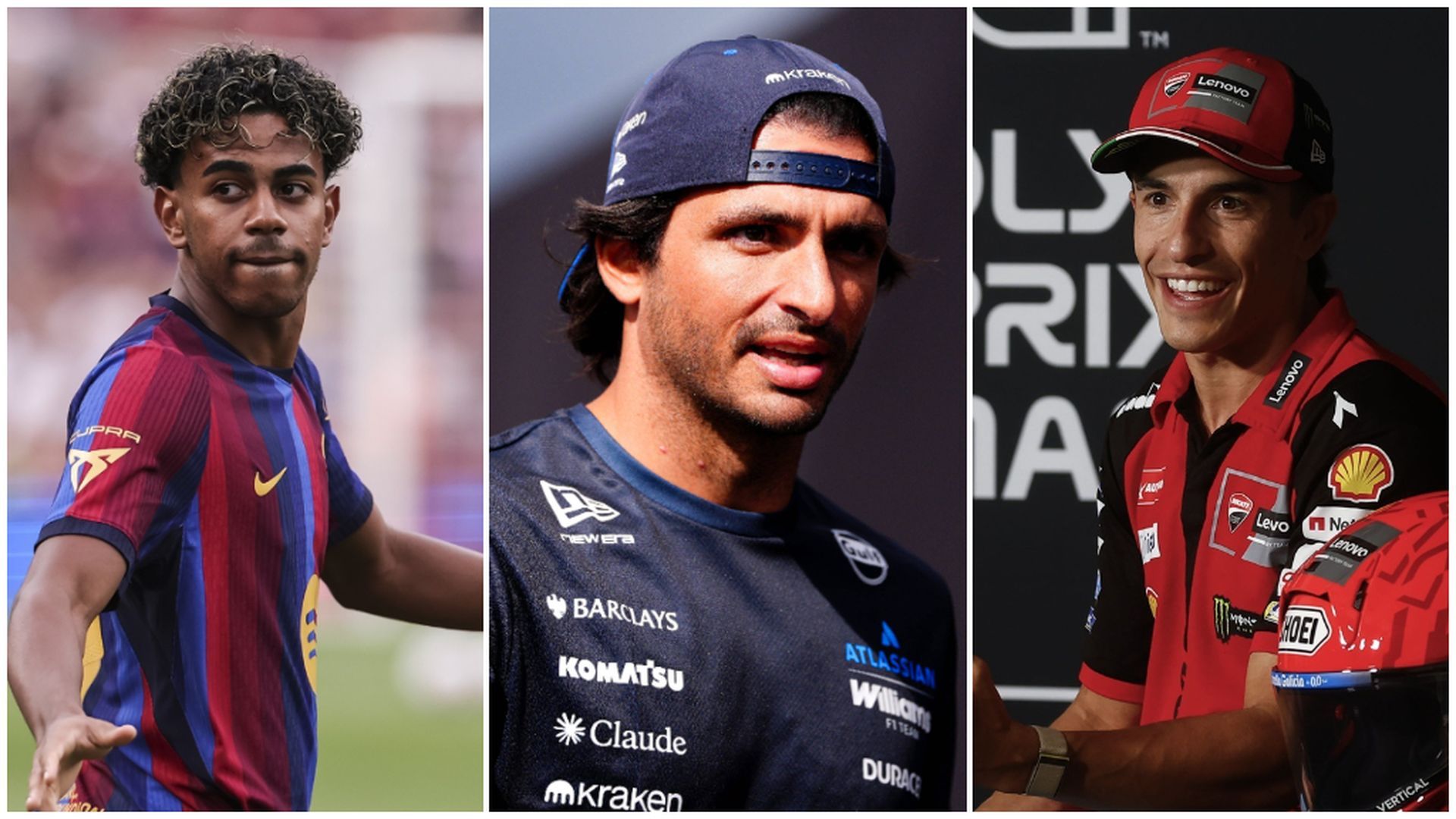 Lamine Yamal, Carlos Sainz y Marc Márquez Lamine Yamal, Carlos Sainz y Marc Márquez