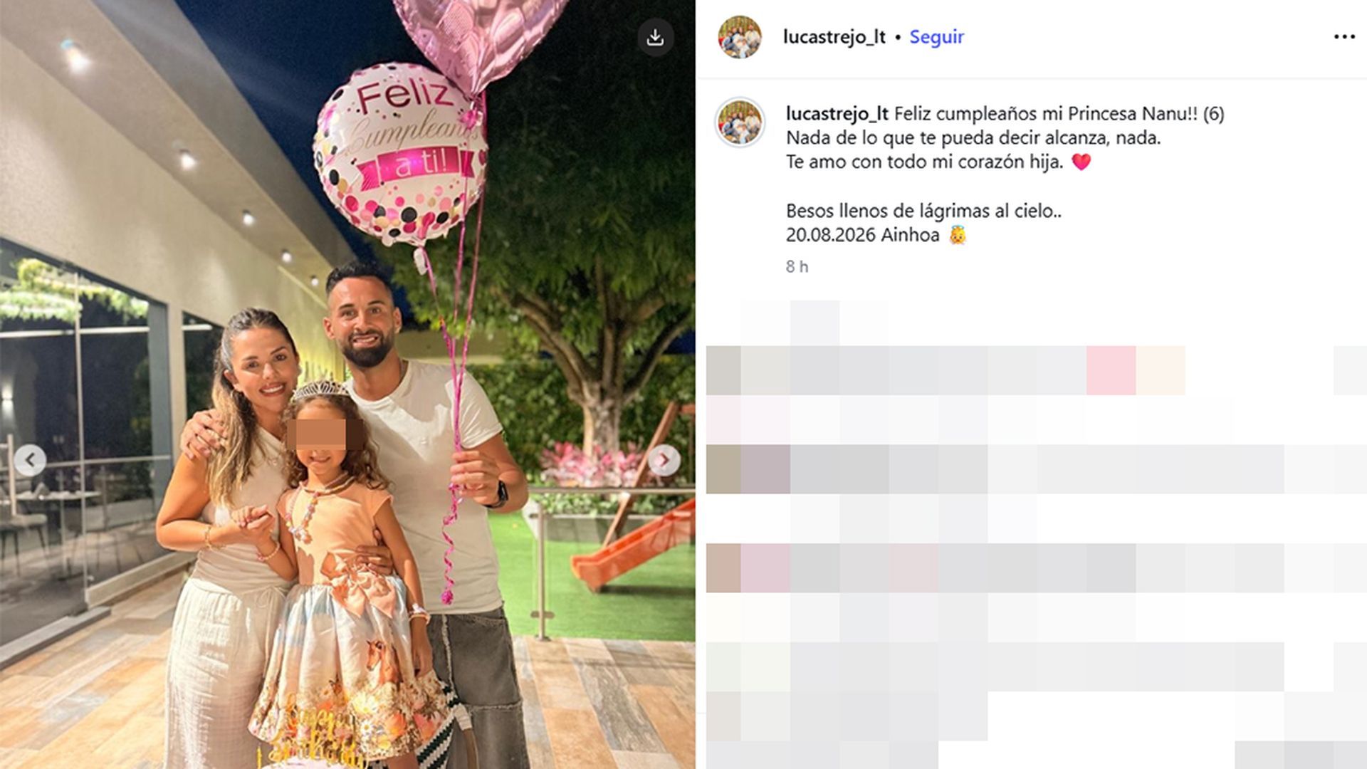 Lucas Trejo felicita a su hija