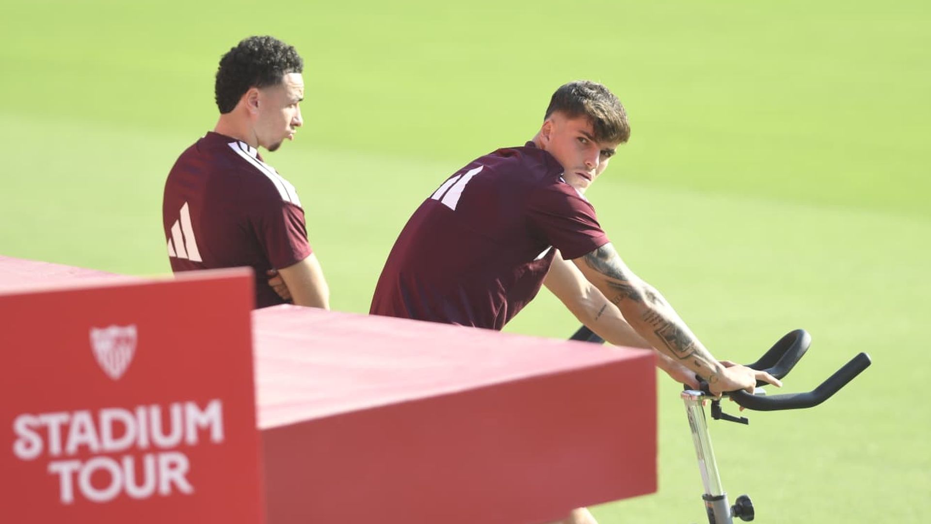 Rubén Vargas e Iker Muñoz, en el entrenamiento de este miércoles