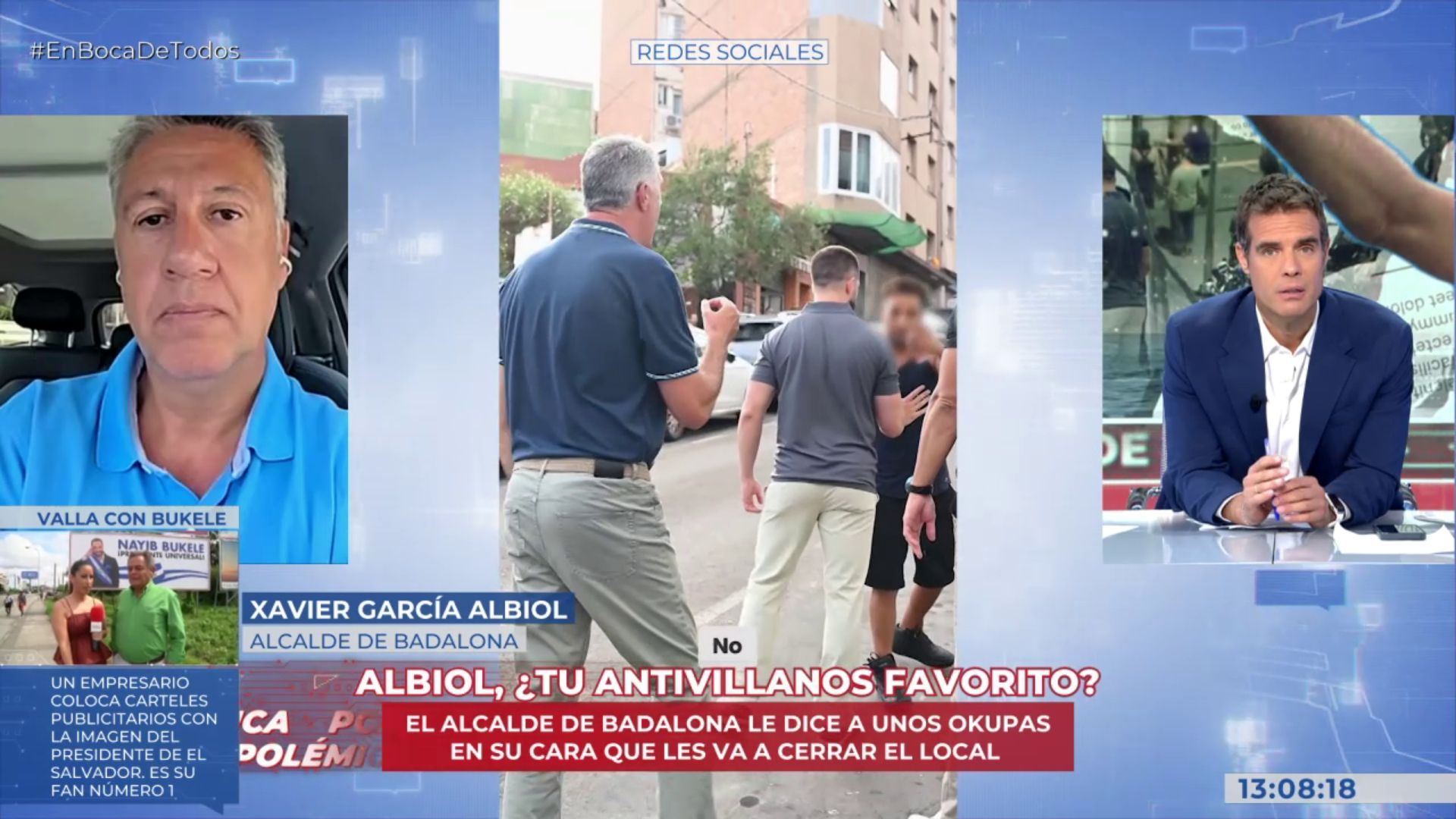 Albiol, alcalde de Badalona, cara a cara, con los okupas de un local de la ciudad