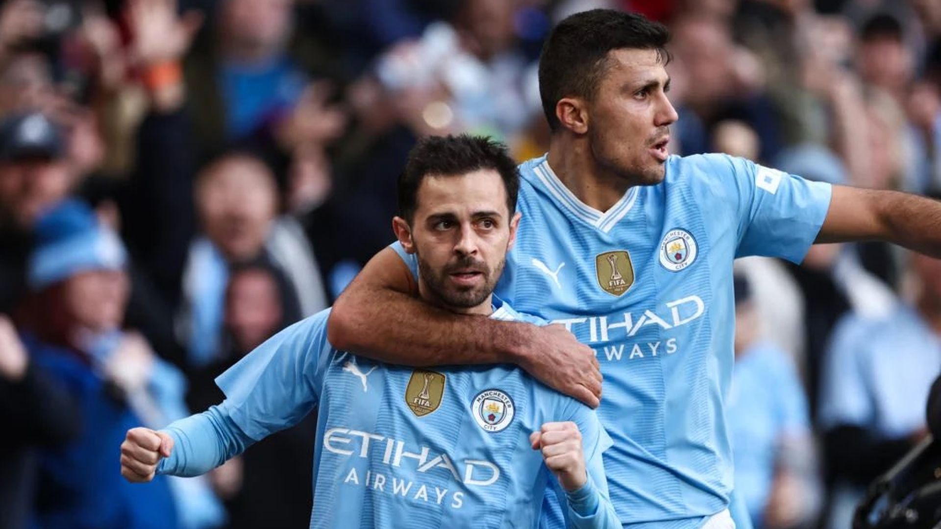 Bernardo Silva y Rodri celebrando un gol con el Manchester City Bernardo Silva y Rodri celebrando un gol con el Manchester City