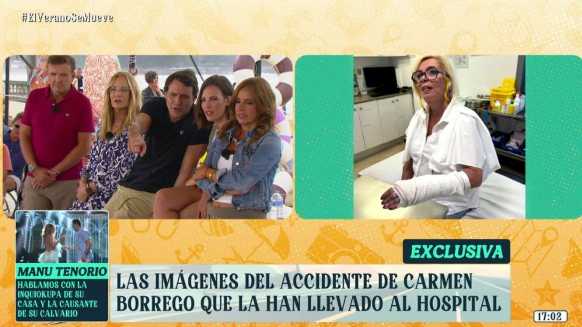 Las imágenes de Carmen Borrego tras el percance y sus primeras palabras: "Me ha fastidiado las vacaciones"