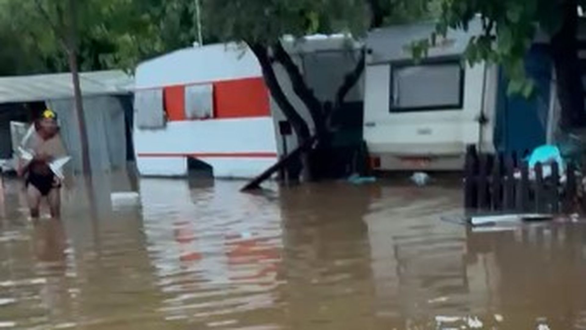 Imagen del Camping & Family Resort, anegado tras las lluvias en  Creixell
