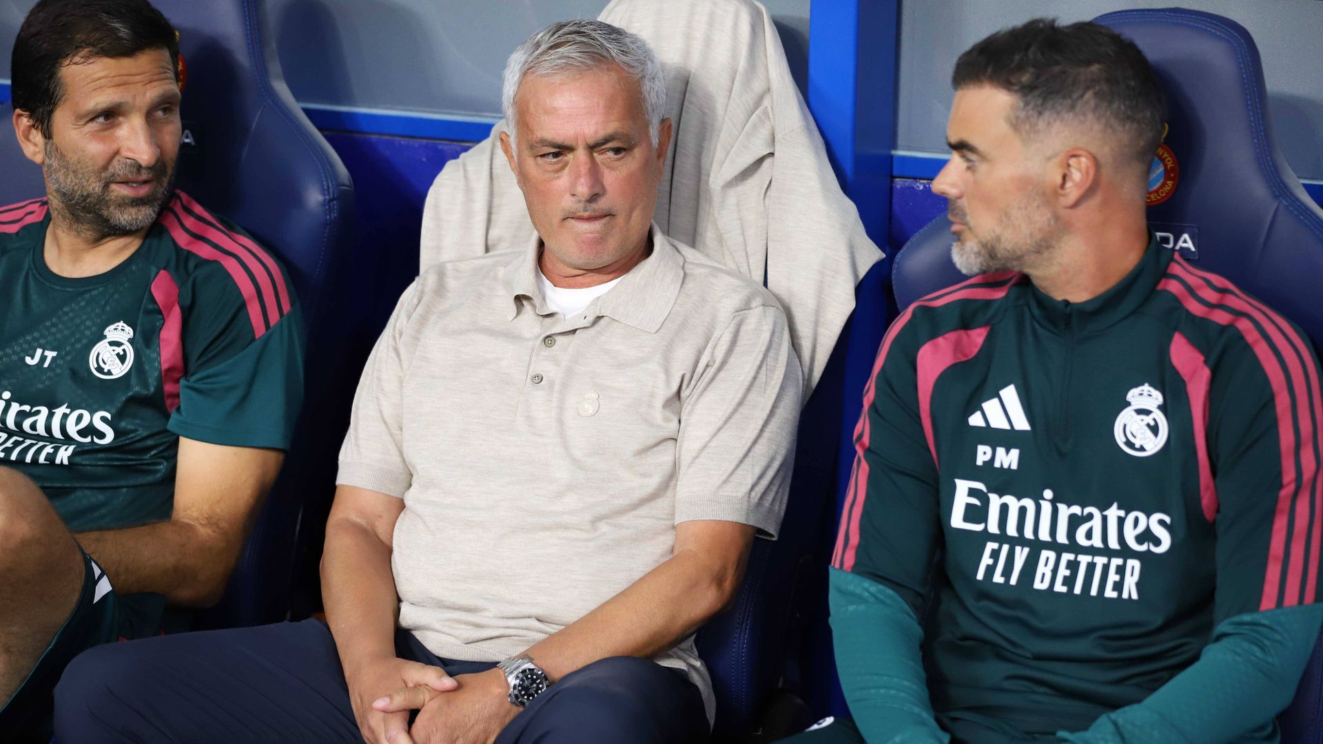 José Mourinho, en el banquillo del RCDE Stadium