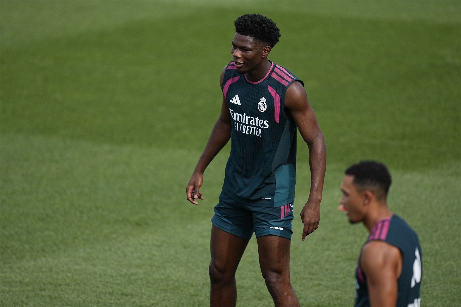 Aurélien Tchouaméni, en un entrenamiento del Real Madrid