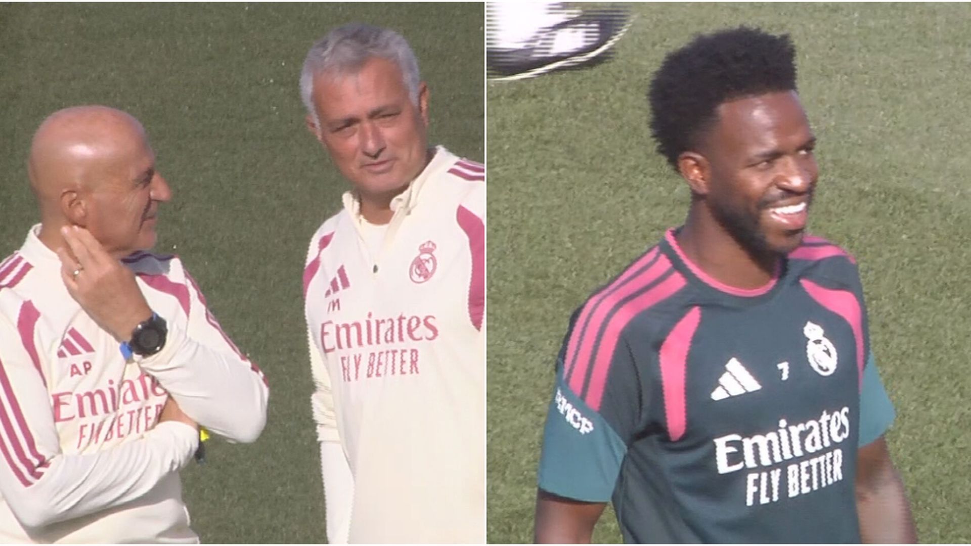 Pintus, José Mourinho y Vinicius Junior en el entrenamiento del Real Madrid Pintus, José Mourinho y Vinicius Junior en el entrenamiento del Real Madrid