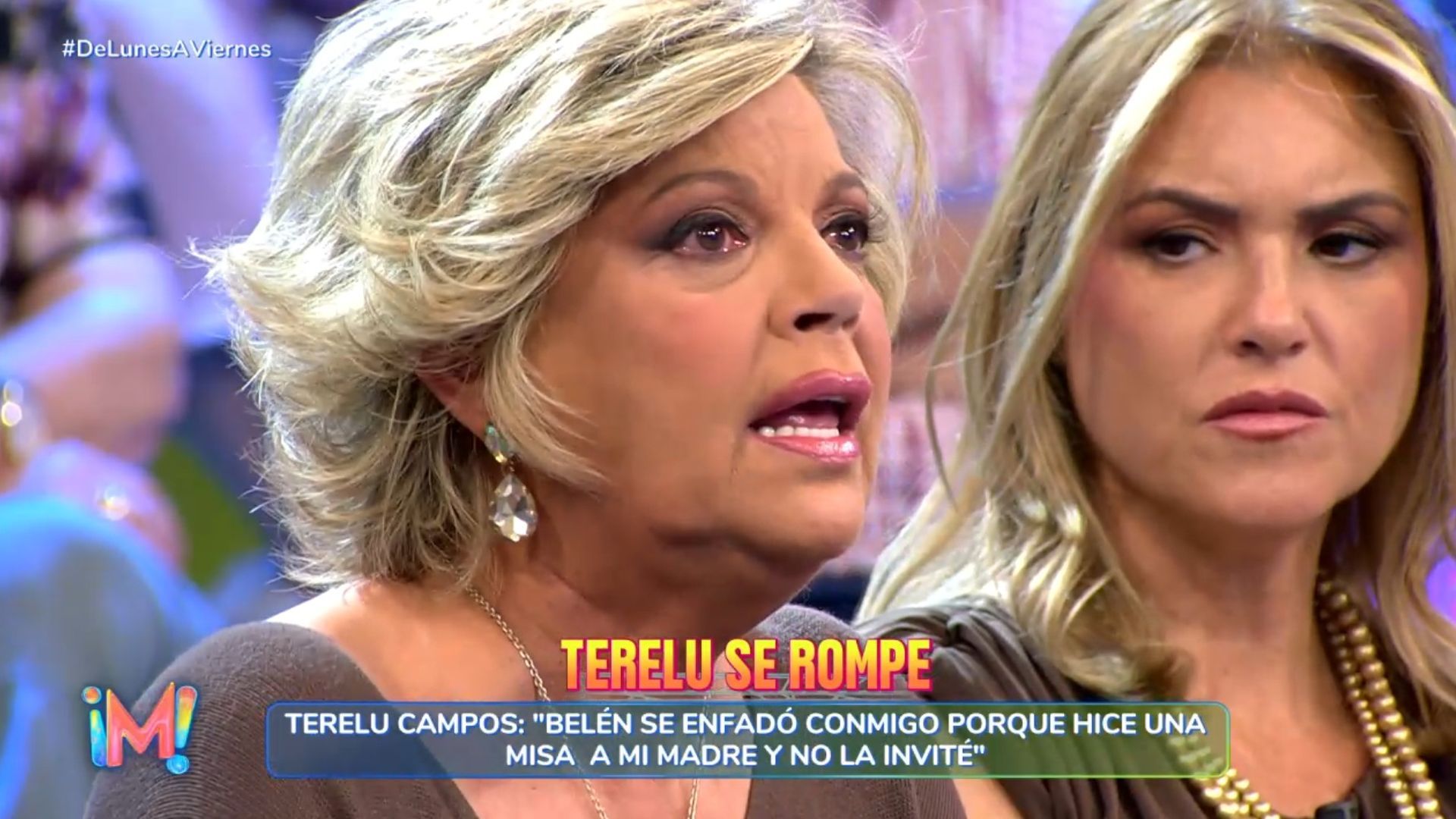 Terelu Campos se rompe al recordar el enfado de Belén Esteban con ella por no invitarla a una misa de su madre: "¿Por eso me tiene que 'llevar por delante' tarde tras tarde?"