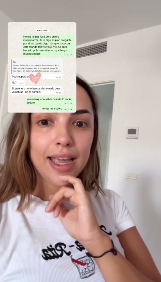 Lucía Sánchez muestra unos mensajes de octubre en los que expresaba su deseo de ser madre