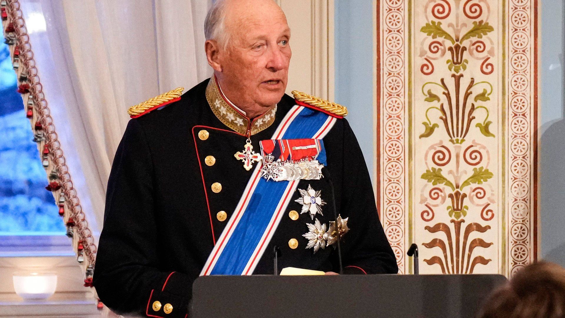 El rey Harald de Noruega en uno de sus últimas apariciones El rey Harald de Noruega en uno de sus últimas apariciones