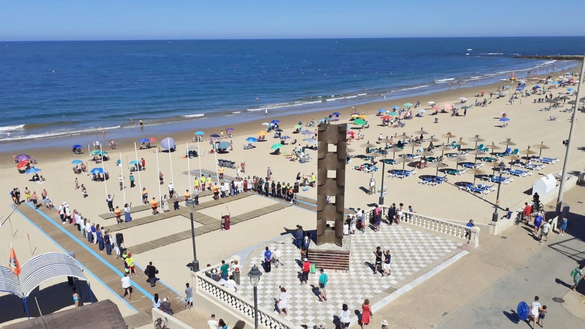 Una playa de Chipiona en una imagen de archivo Una playa de Chipiona en una imagen de archivo