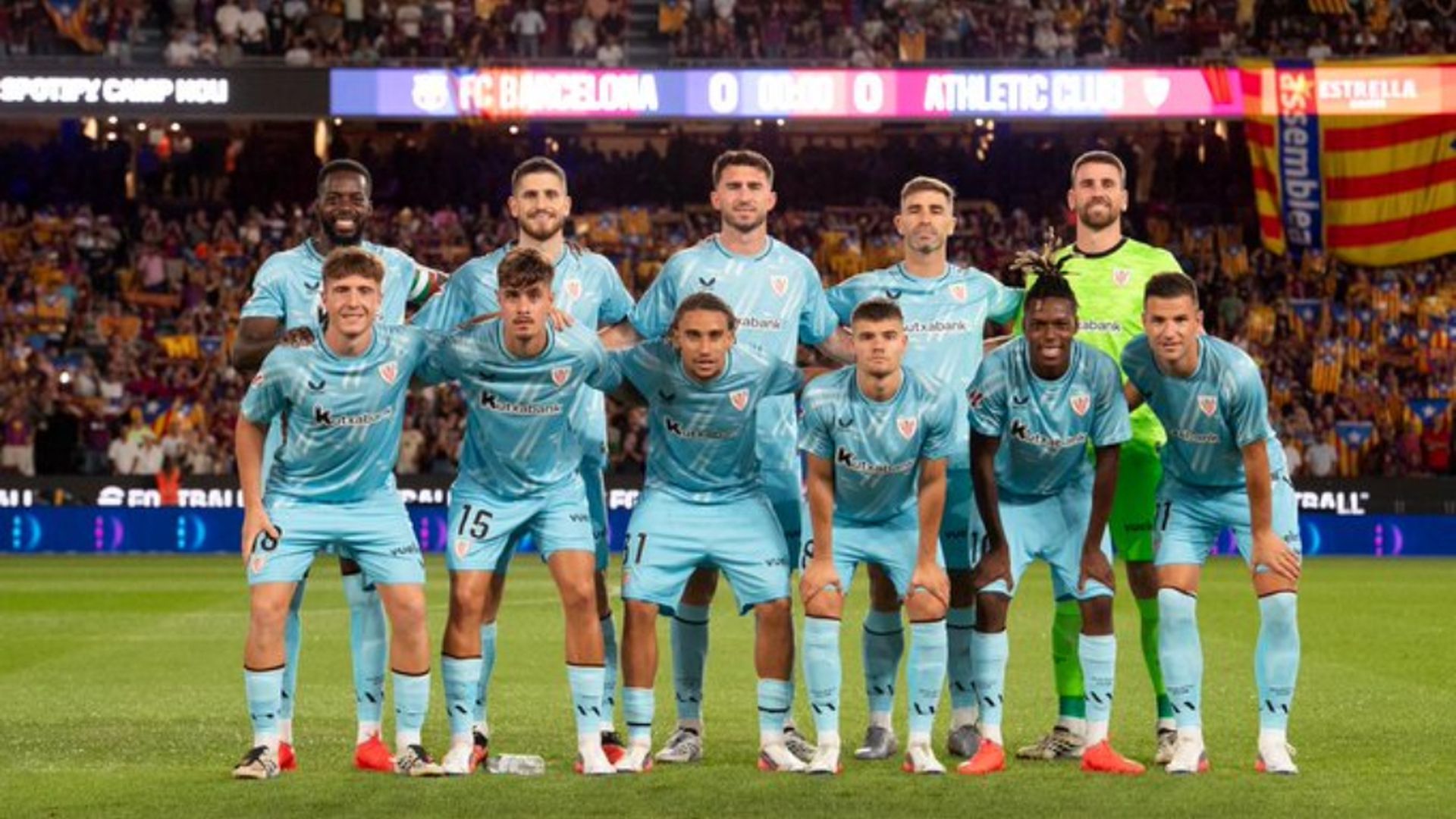 El once del Athletic Club en el Camp Nou