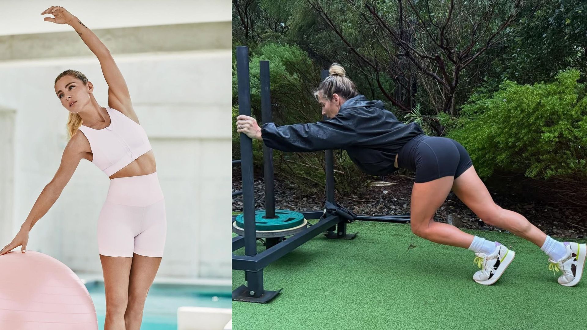 Elsa Pataky en dos momentos distintos de su entrenamiento Elsa Pataky en dos momentos distintos de su entrenamiento