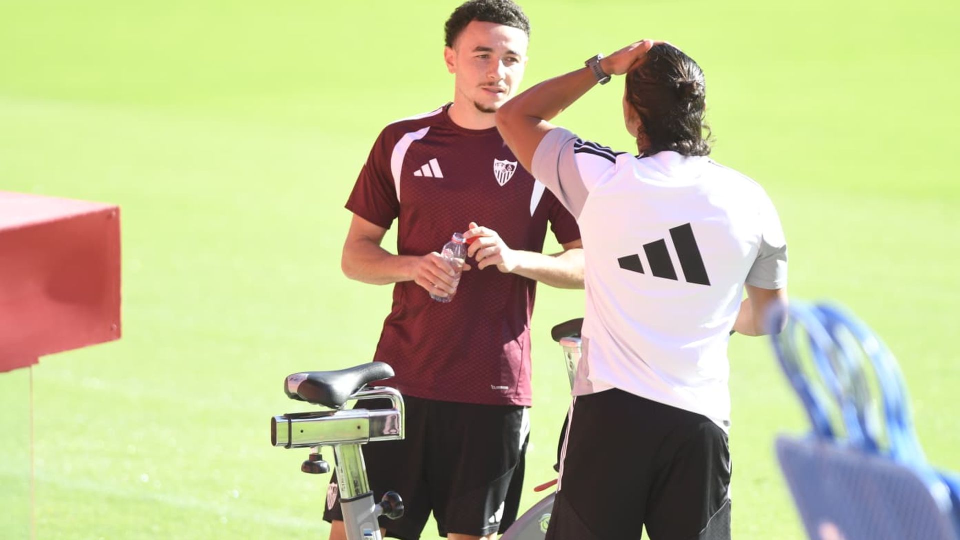 Rubén Vargas, en el entrenamiento del Sevilla de este viernes