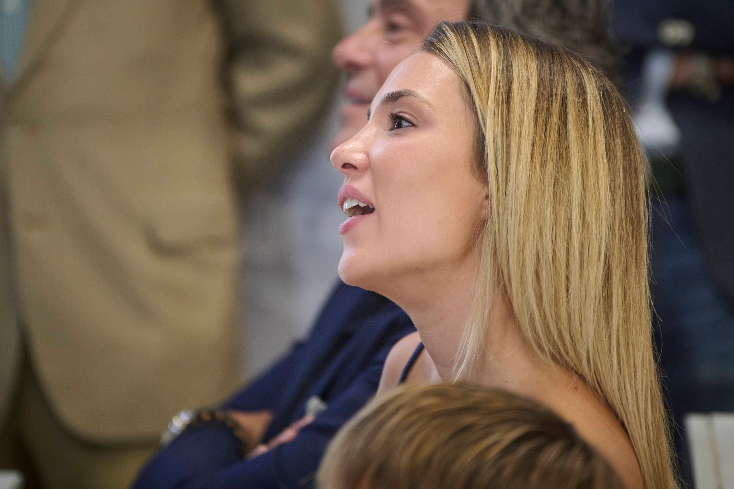 Alice Campello, en la presentación de Álvaro Morata en Leganés