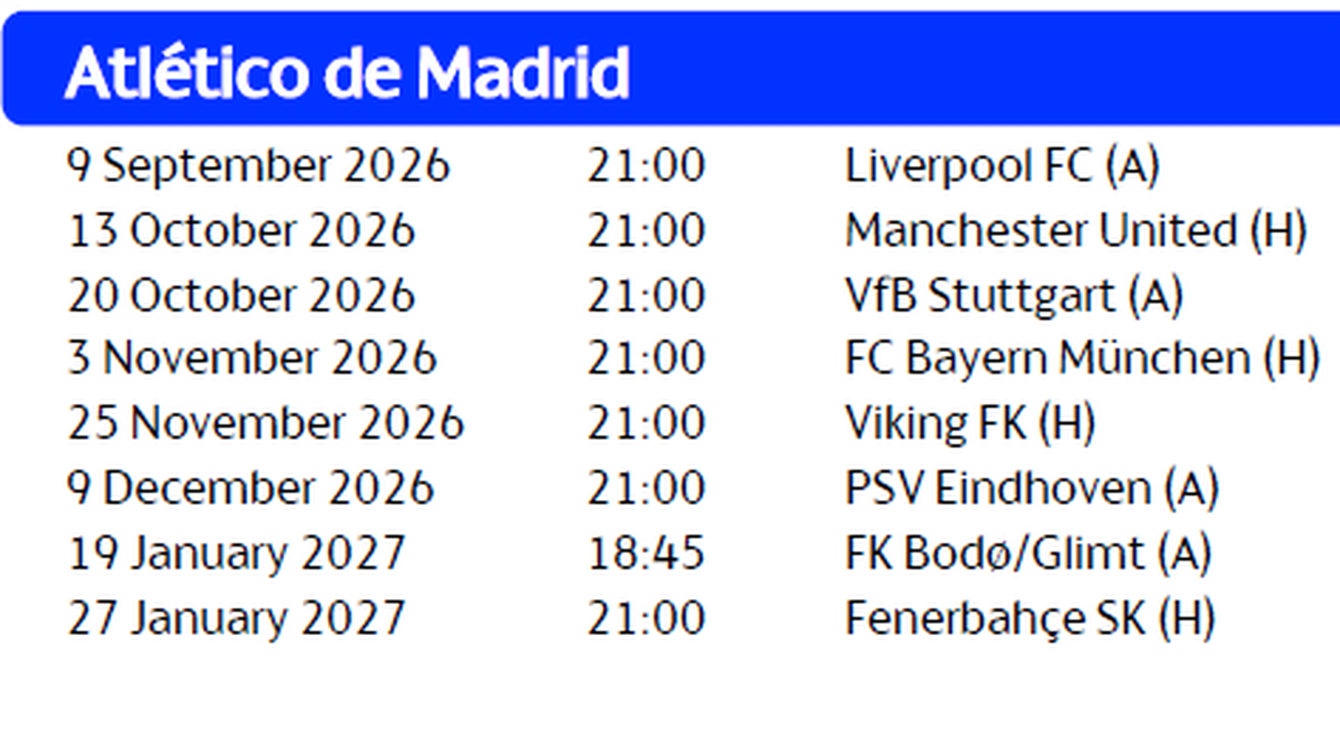 Calendario ATM