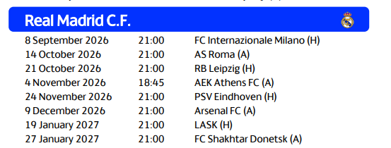 Calendario RM