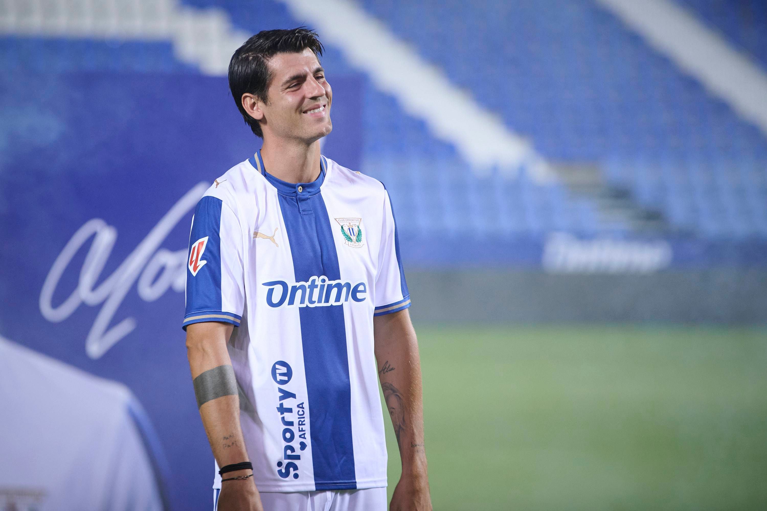 La presentación de Álvaro Morata en Leganés