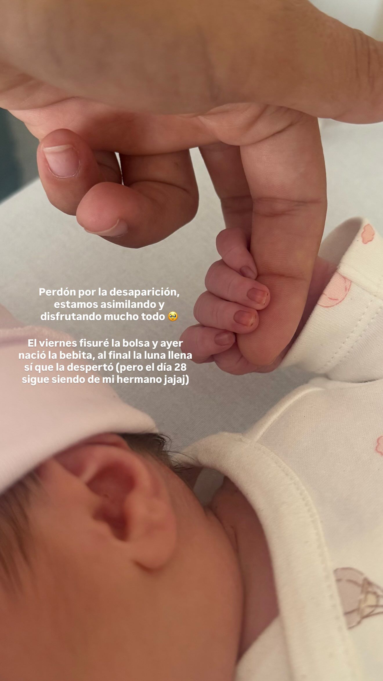 La pequeña Valentina llegó al mundo el sábado 29 de agosto