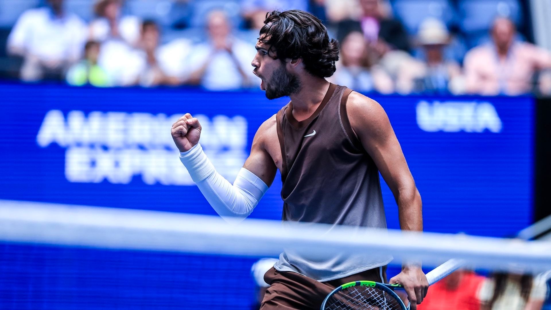 Carlos Alcaraz, durante su primer partido en el US Open 2026 Carlos Alcaraz, durante su primer partido en el US Open 2026
