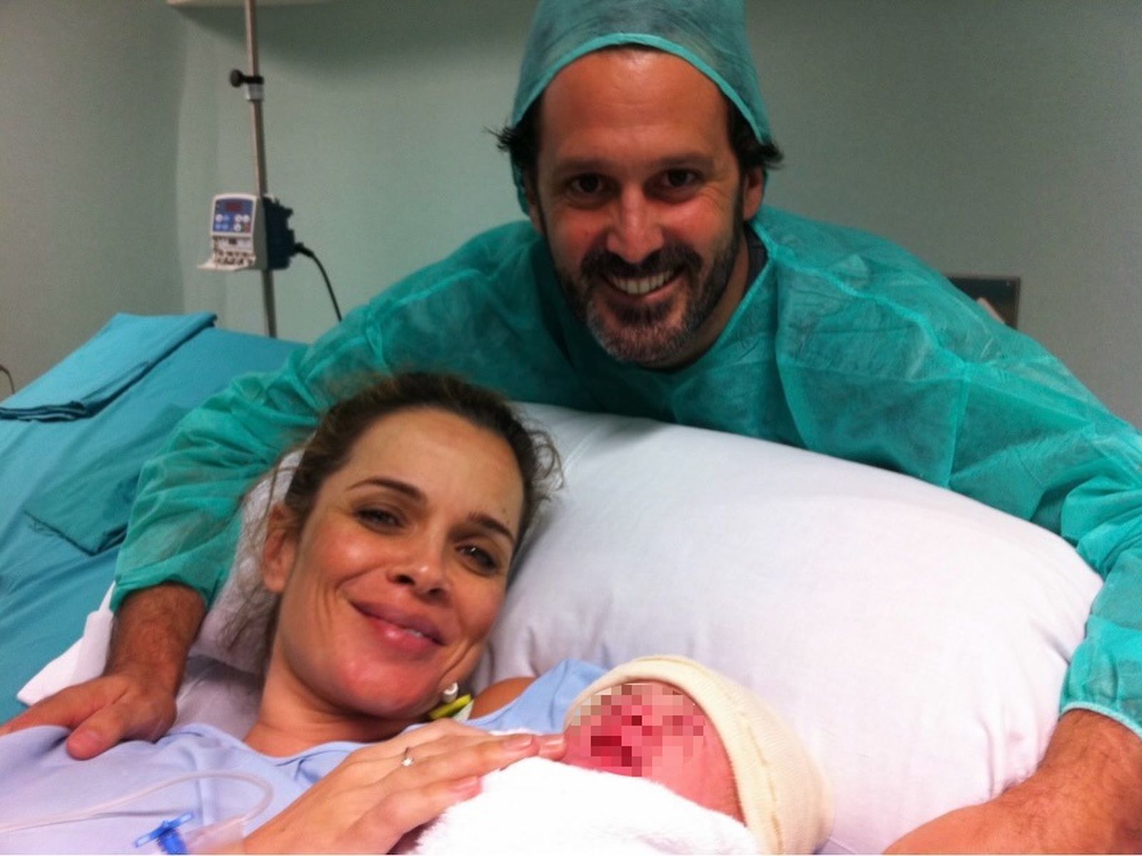 Carme Chaparro en el nacimiento de su hija Laia