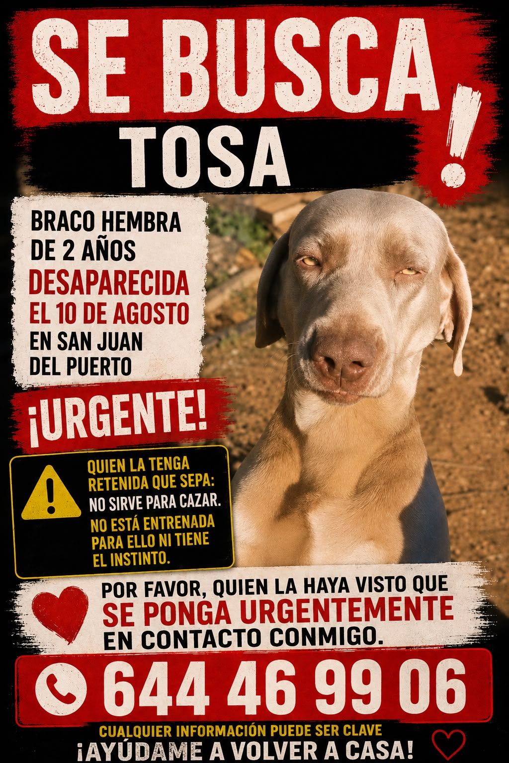 Cartel de búsqueda de Tosa difundido en redes sociales